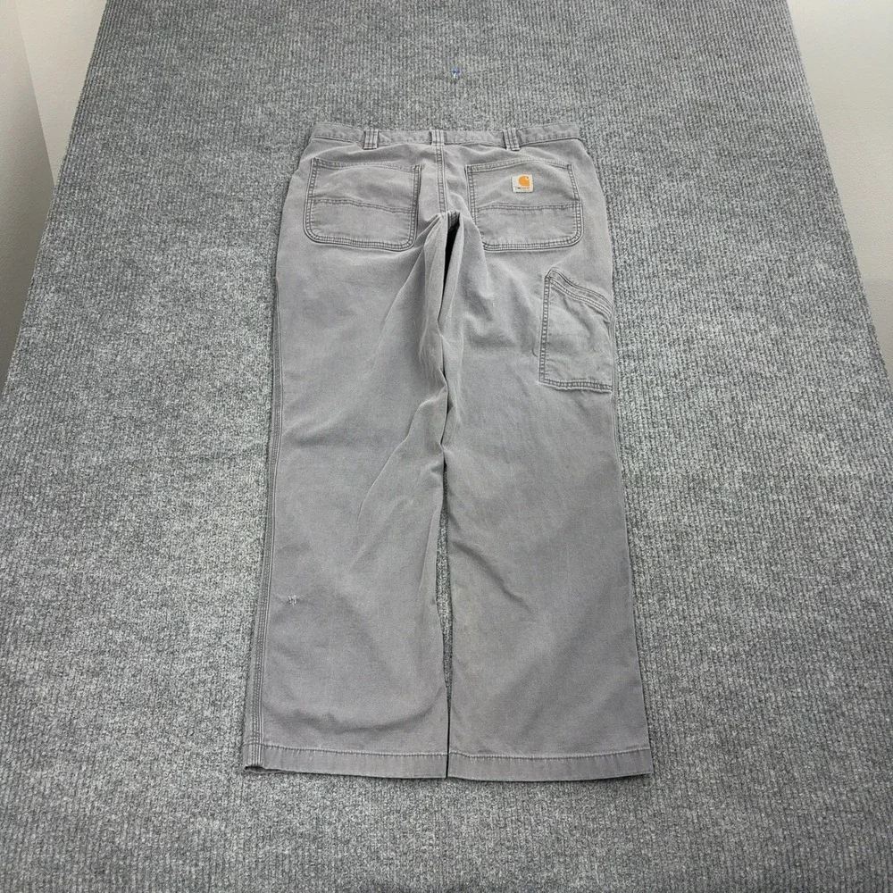 Carhartt Carpenter Pants Mens 34x32 Gray Canvas Relaxed Fit Utility Workwear